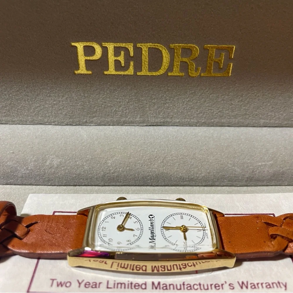 Pedre Dual Time Women’s Watch Braided Leather Strap New